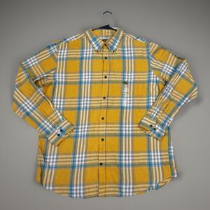 The Foundry Supply Co Yellow Plaid Button Shirt Men's XL Tall NwT 100% Cotton